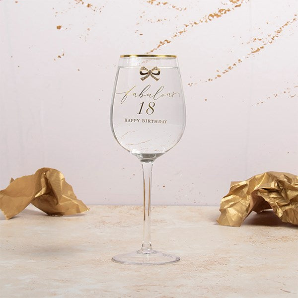 Fabulous 18 Happy Birthday Wine Glass