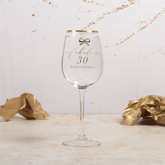 Fabulous 30 Happy Birthday Wine Glass