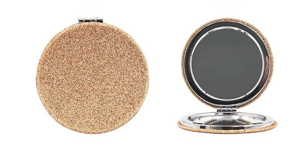 Gold Glitter Compact Mirror