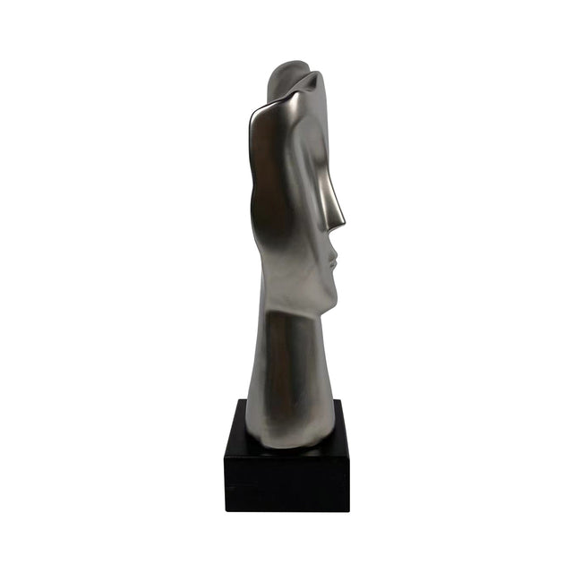 Matte Silver Face Sculpture 40cm