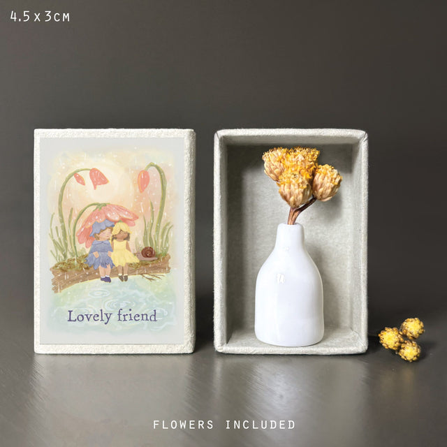 Mini Matchbox Vase & Flowers - Lovely Friend