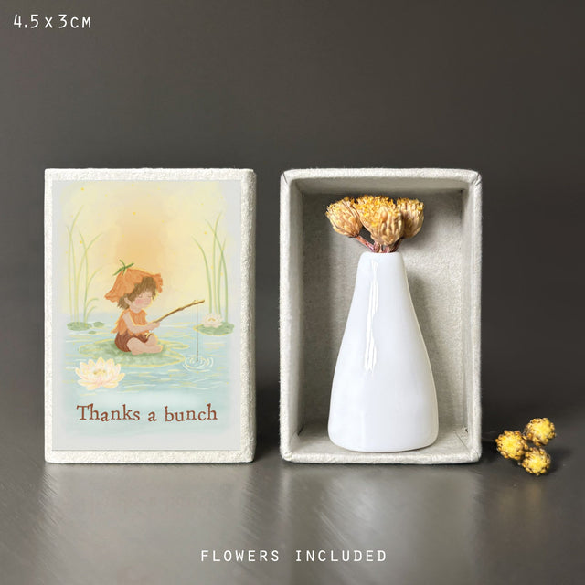 Mini Matchbox Vase & Flowers - Thanks A Bunch