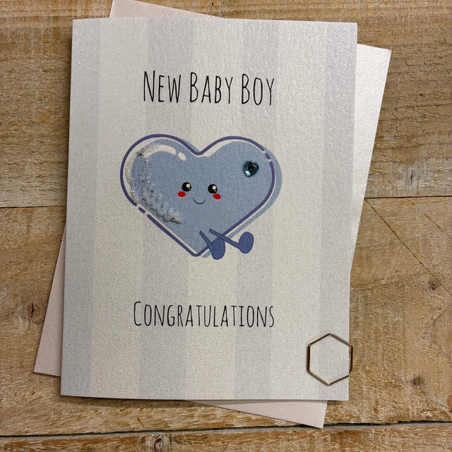 Cute Heart New Baby Boy Card
