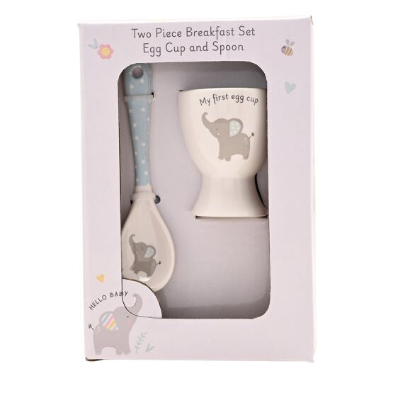 Baby 2 Piece Egg Cup & Spoon Set - Blue