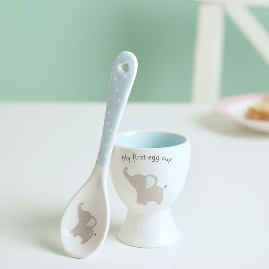 Baby 2 Piece Egg Cup & Spoon Set - Blue