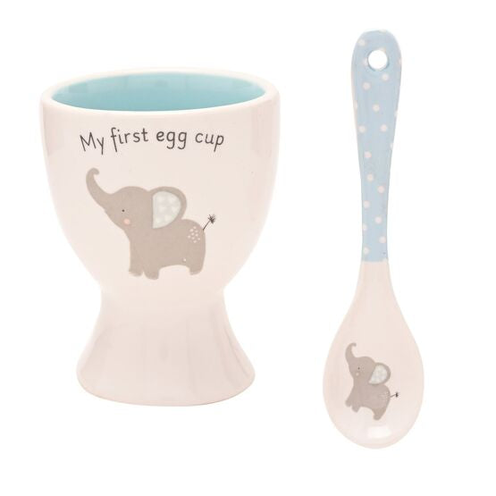 Baby 2 Piece Egg Cup & Spoon Set - Blue