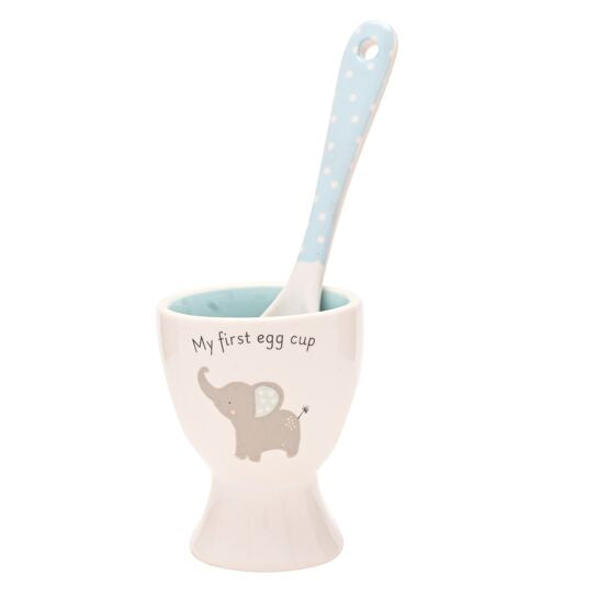 Baby 2 Piece Egg Cup & Spoon Set - Blue