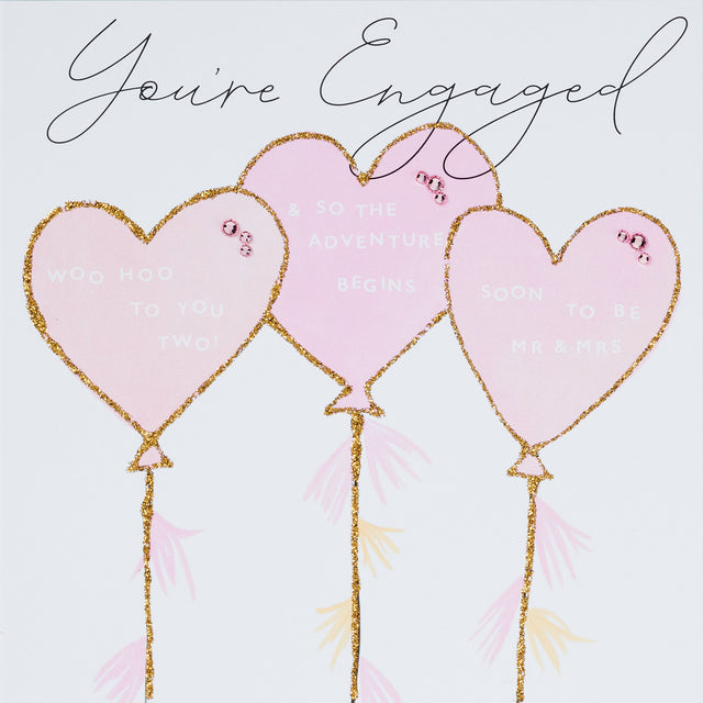 You're Engaged Card - Heart Balloons