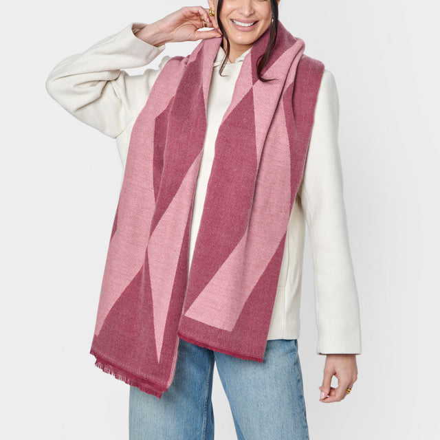 Katie Loxton Diamond Blanket Scarf - Pink/Burgundy
