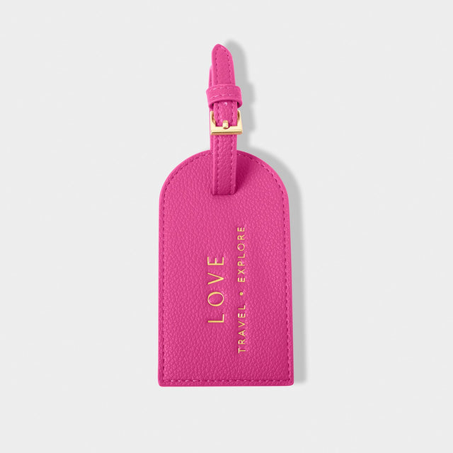 Katie Loxton Sentiment Luggage Tag - Love Travel Explore - Magenta