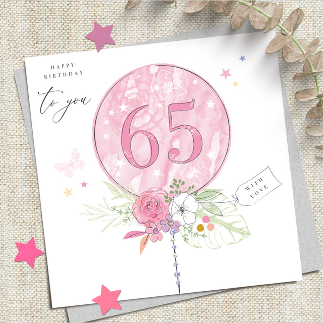 65th Birthday Card - Balloon