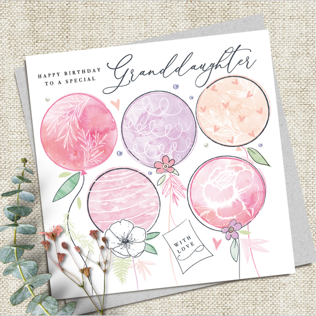Granddaughter Birthday Card - Balloons
