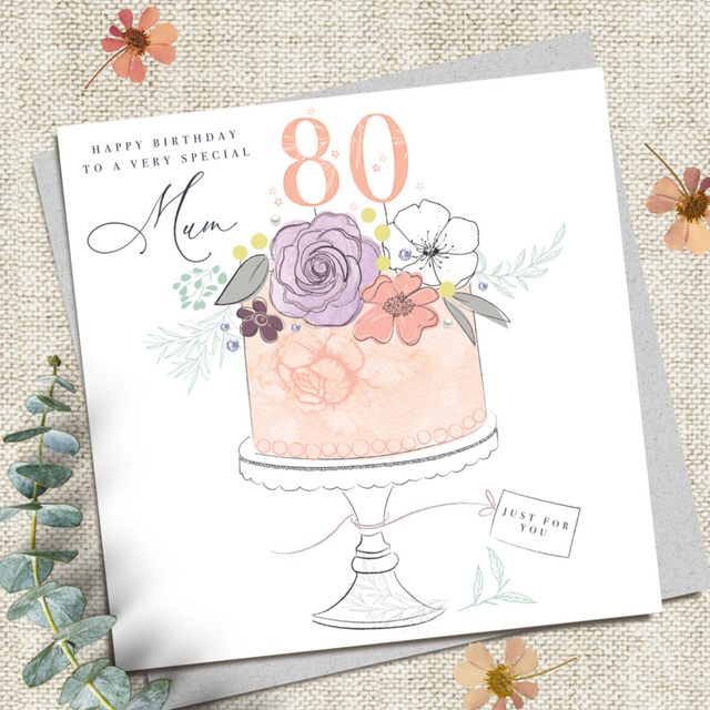 Mum 80th Birthday Card - Cake