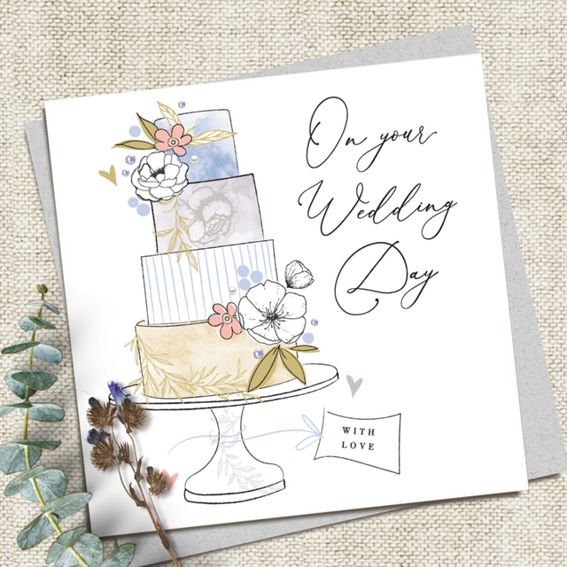 Wedding Day Card - Floral Cake