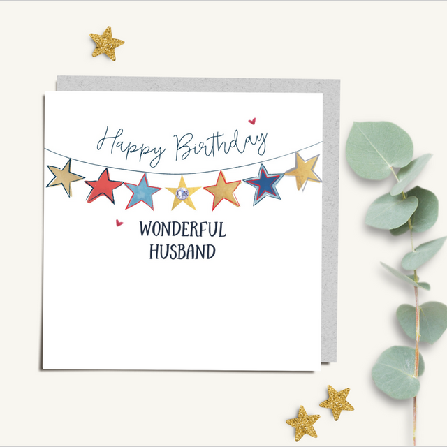 Husband Birthday Card - Star Bunting