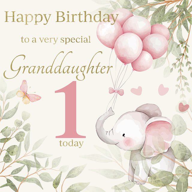 Granddaughter 1 Today Card - Elephant