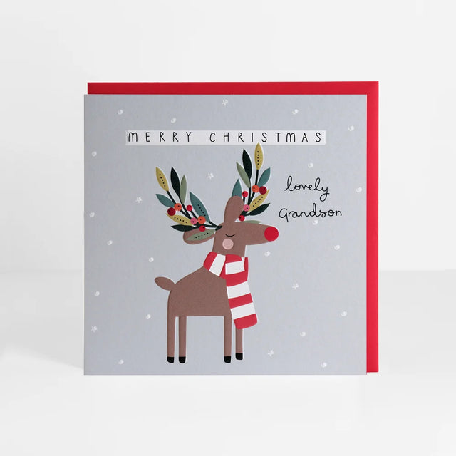 Grandson Reindeer Christmas Card