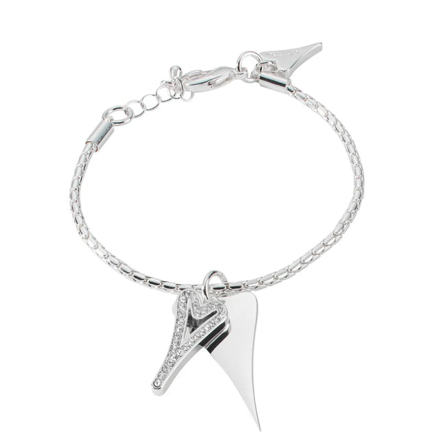 Miss Dee Silver Bracelet with Double Hollow Heart