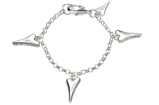 Miss Dee Silver Bracelet with Three Heart Charms