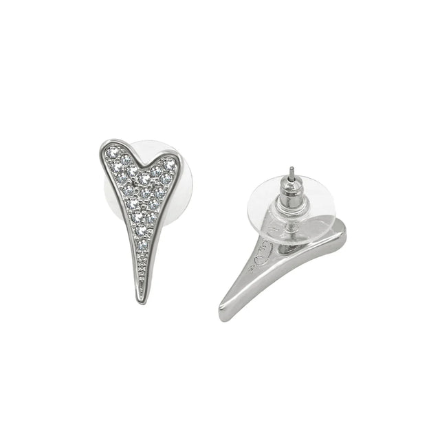 Miss Dee Silver Diamante Heart Earrings
