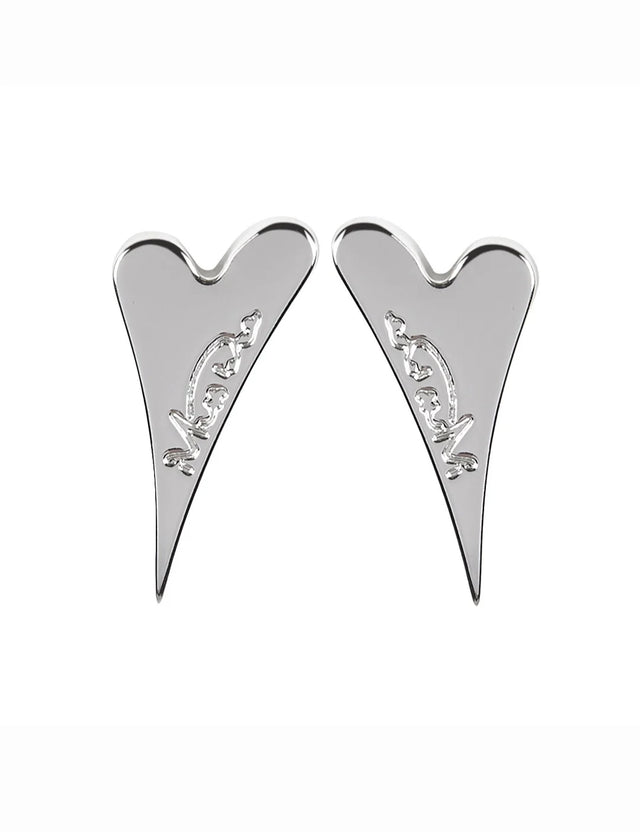 Miss Dee Silver Solid Heart Earrings