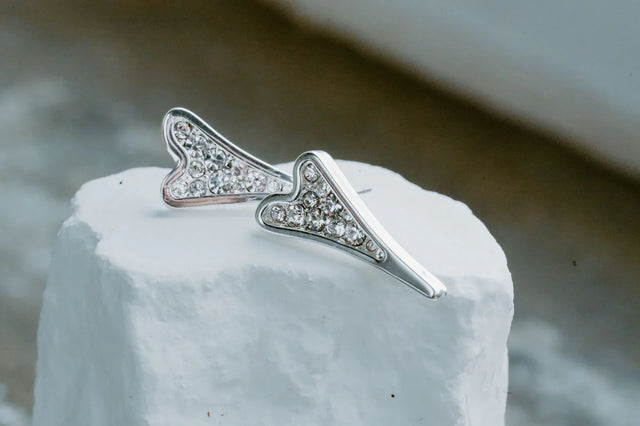 Miss Dee Silver Heart Diamante Earrings