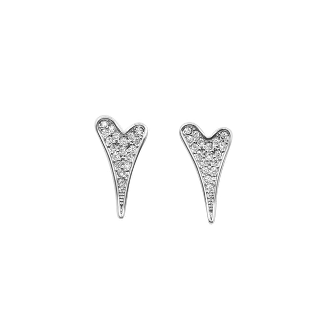Miss Dee Silver Diamante Heart Earrings