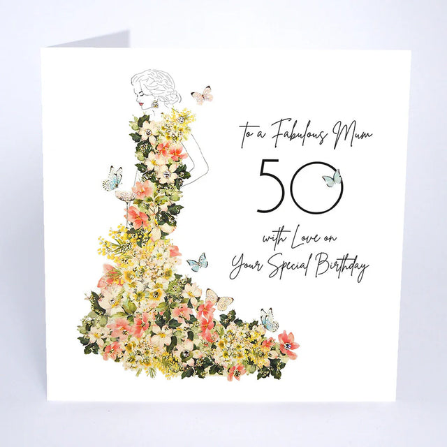 Fabulous Mum 50th Birthday Card - Blossom Dress