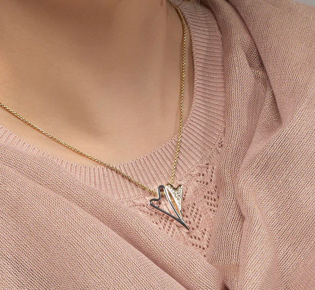 Miss Dee Gold Necklace with Hollow and Diamante Heart