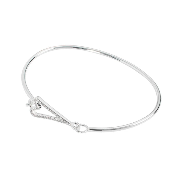 Miss Dee Silver Bangle with Hollow Diamante Heart