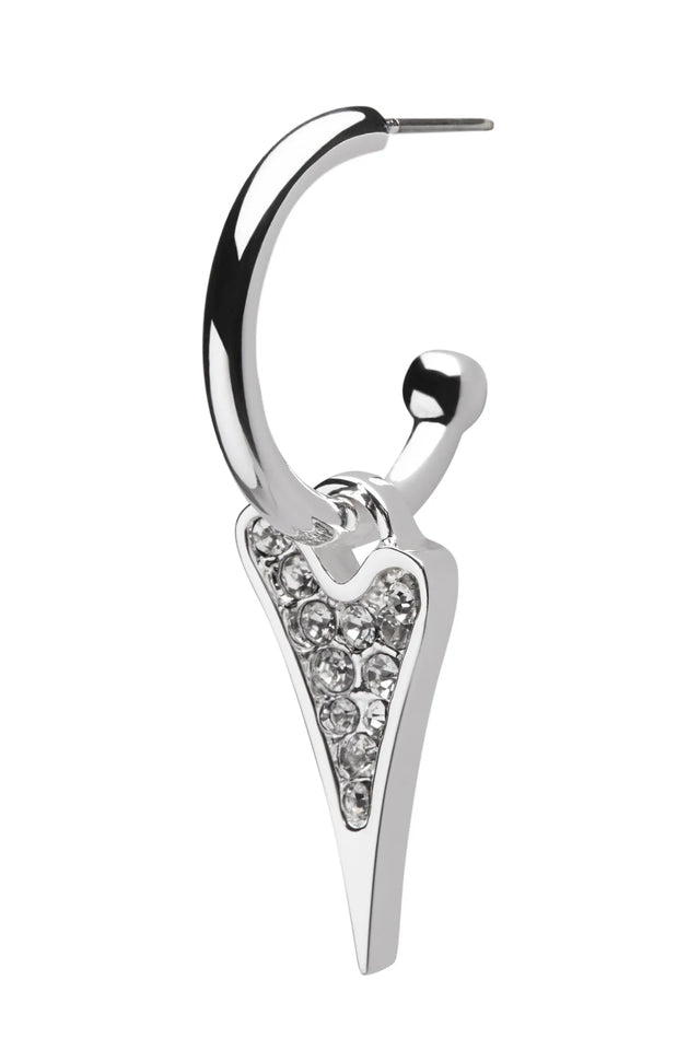 Miss Dee Silver Diamanté Heart Hoop Earrings
