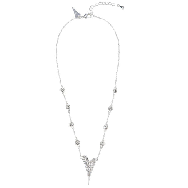 Miss Dee Silver Necklace with Crystal Heart & Chain Product Only
