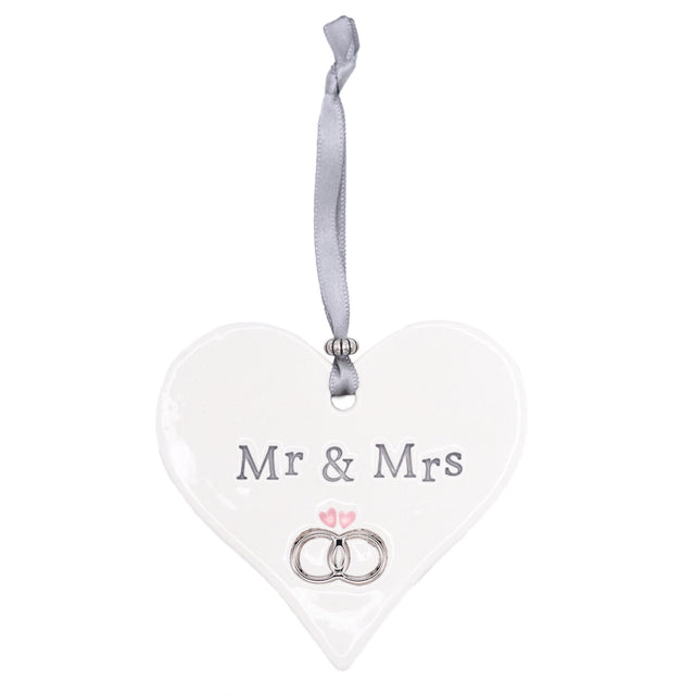 Mr & Mrs Ceramic Heart Rings