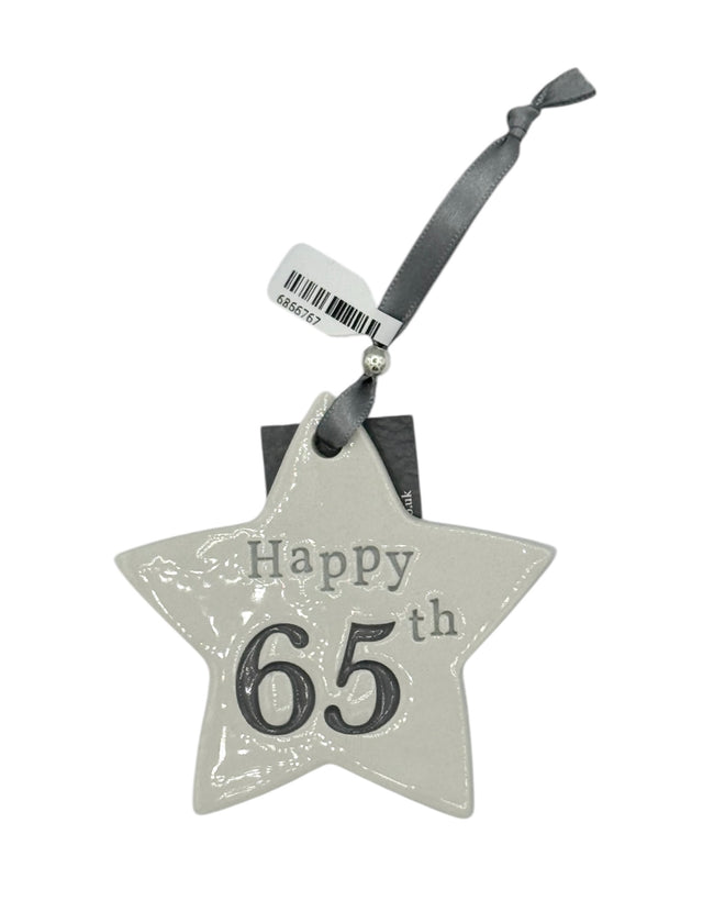 65th Birthday Ceramic Star - Grey
