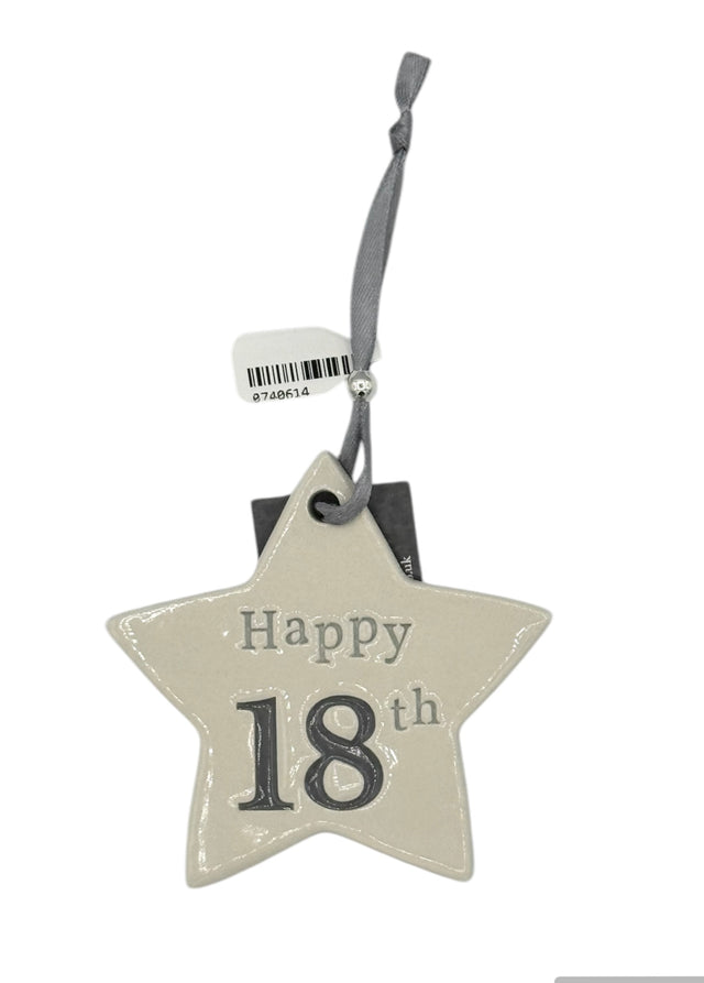 18th Birthday Ceramic Star - Grey