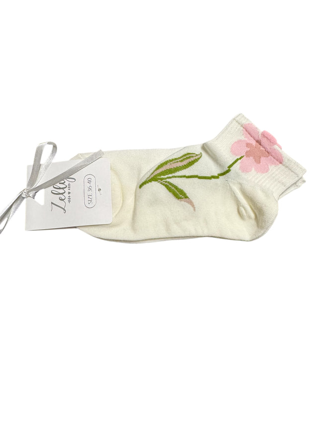 Off White Large Flower Trainer Socks
