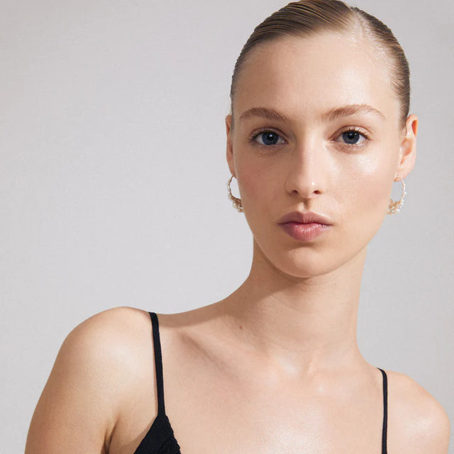 Pilgrim Focus Pearl Hoop Earrings - Silver