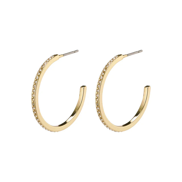 Pilgrim Roberta Crystal Semi-Hoop Earrings - Gold