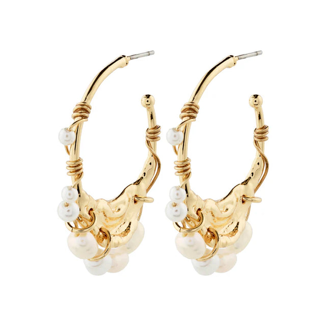 Pilgrim Focus Pearl Hoop Earrings - Gold