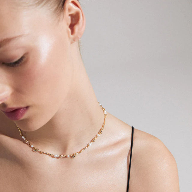Pilgrim Focus Pearl Necklace - Gold