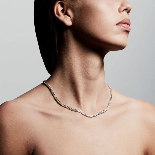 Pilgrim Fuchsia Curb Chain Necklace - Silver