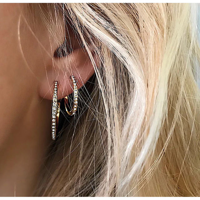 Pilgrim Roberta Crystal Semi-Hoop Earrings - Gold