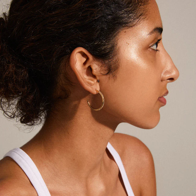 Pilgrim Roberta Crystal Semi-Hoop Earrings - Gold