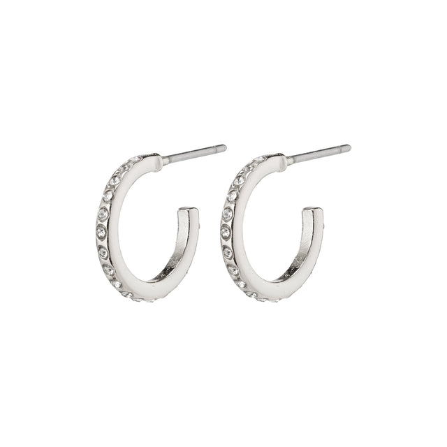 Pilgrim Roberta Crystal Semi-Hoop Earrings - Silver