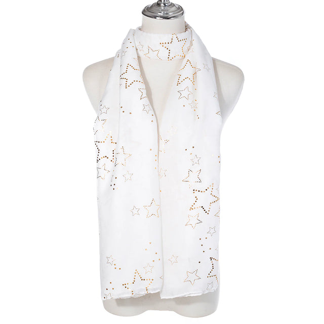 White Scarf with Star Detail