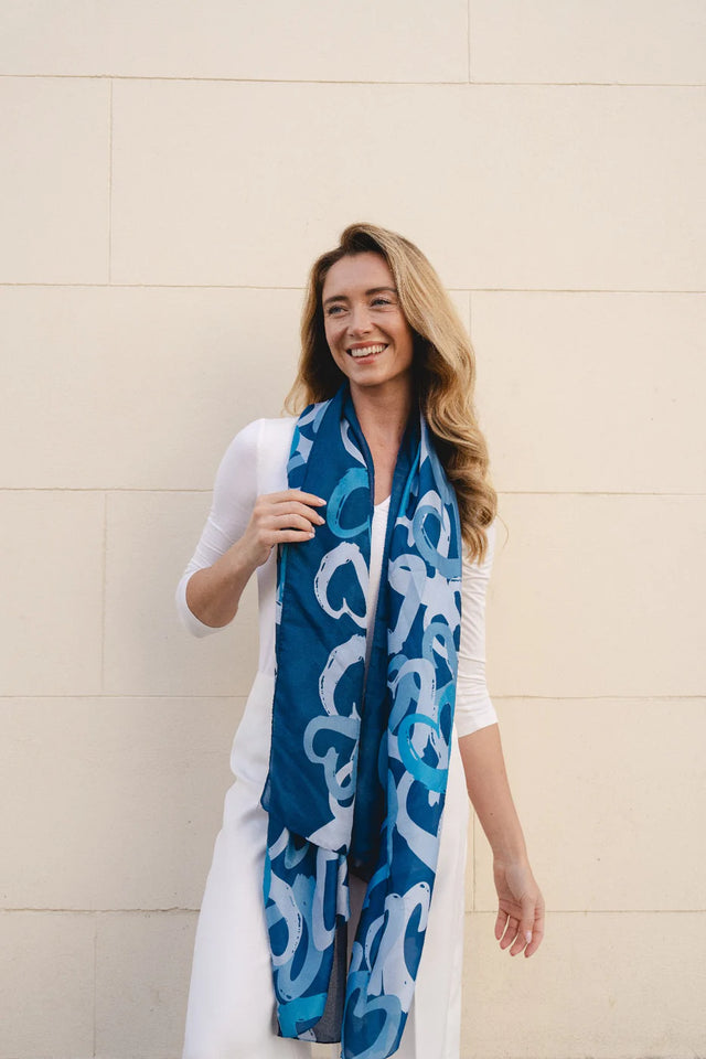 Large Sapphire Blue Heart Scarf