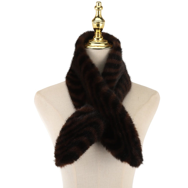 Slim Faux Fur Cross Over Scarf - Zebra
