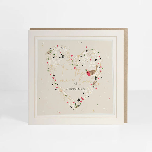 Signature One I Love Wreath Christmas Card