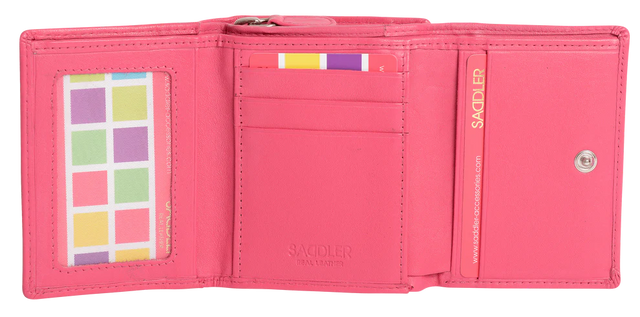 Saddler Carla Leather Compact Trifold Purse - Fuschia