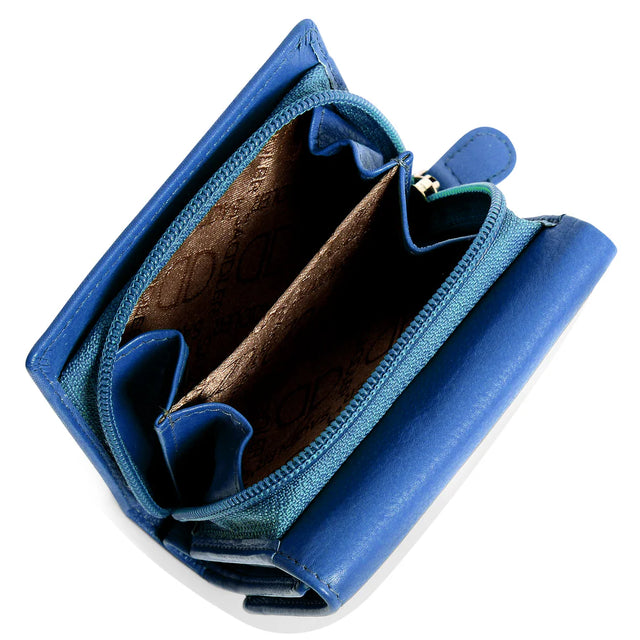 Saddler Carla Leather Compact Trifold Purse - Electric Blue